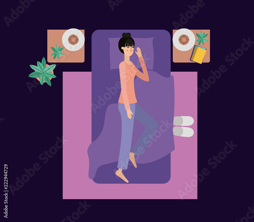 young woman sleeping in the bedroom