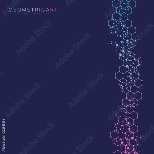 Structure molecule and communication. Dna, atom, neurons. Scientific concept for your design. Connected lines with dots. Medical, technology, chemistry, science background. Vector illustration.