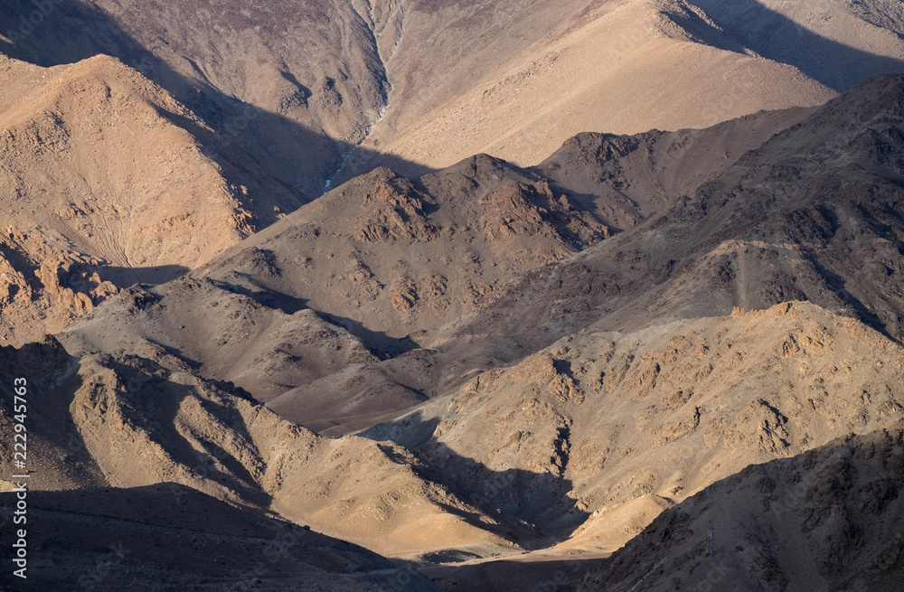 Lanscape scene of mountain layer with shade and light. Leh, Ladakh, India land of high passes.