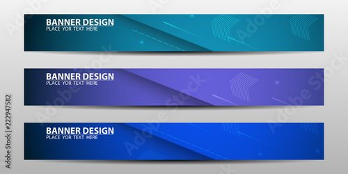 Quadro su tela Abstract banner design with blue geometric background