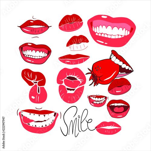 A set of drawings, seductive lips