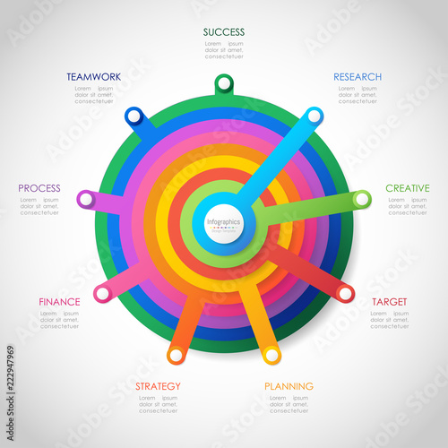 Infographic design elements for your business data with 9 options, parts, steps, timelines or processes. Vector Illustration.