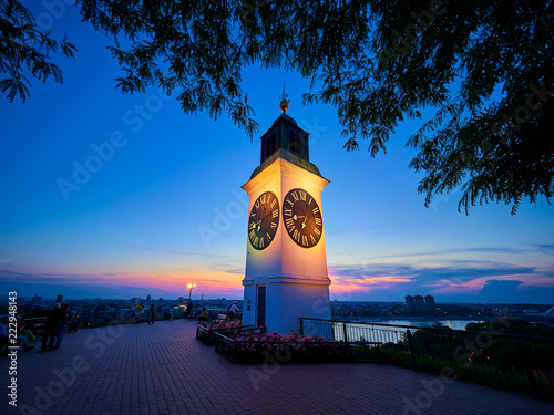 Clock Tower on the Petrovaradin fortress, Novi Sad, Serbia at sunset
 photo