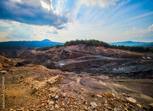 Coal mining in an open pit 