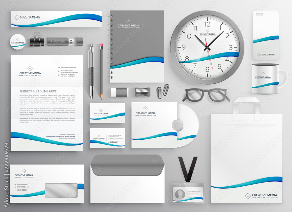 modern clean business stationery set design vector de Stock | Adobe Stock