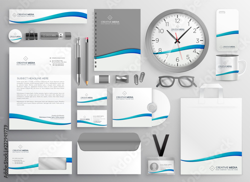 modern clean business stationery set design