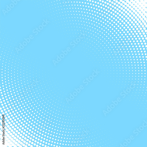 light blue background with white circular halftone pattern