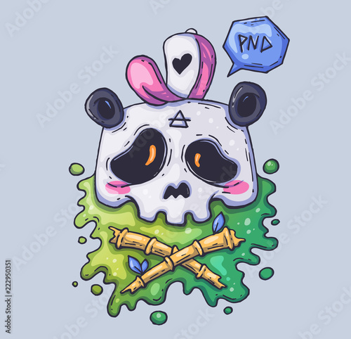 cute panda skull in a cap. Cartoon illustration for print and web. Character in the modern graphic style.