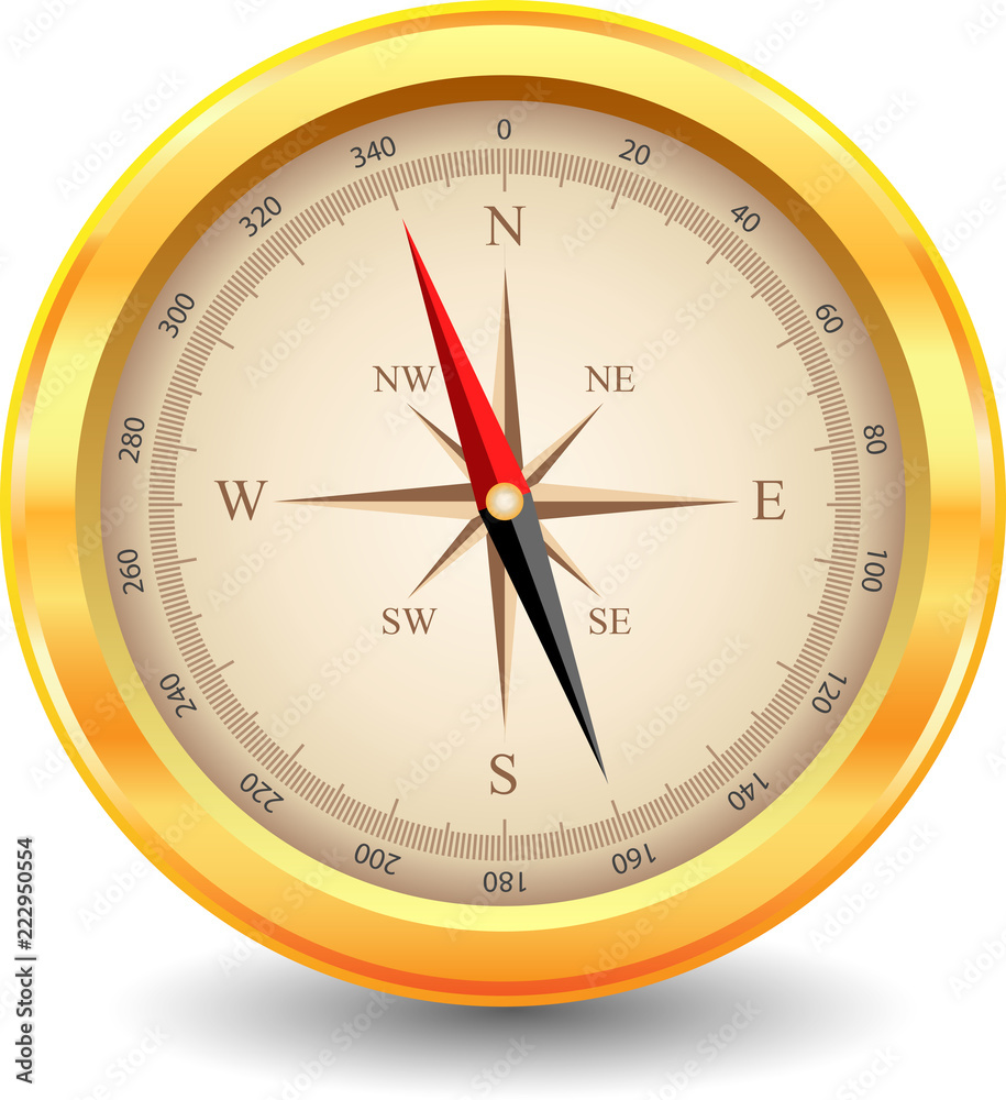 Vector icon of a stylish gold compass Vector icon of a stylish gold compass