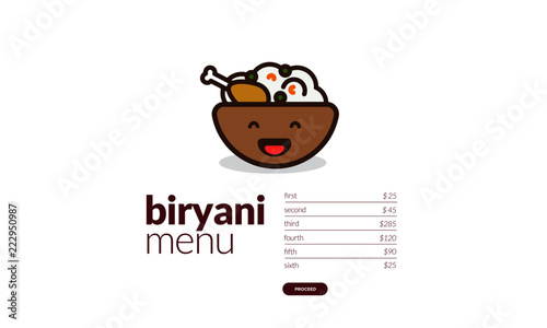 Choose Your Biryani Menu Design Vector Illustration
