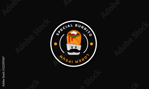 Burrito Badge and Sticker Vector Illustration in Flat Style Line Art