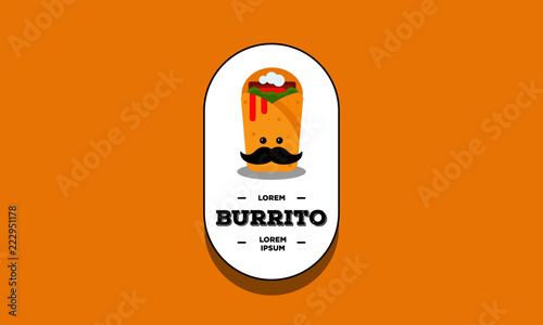 Burrito Badge and Sticker Vector Illustration in Flat Style Line Art