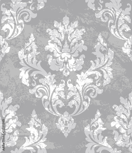 Damask ornament Vector background. Stylish royal decor. trendy gray color textures