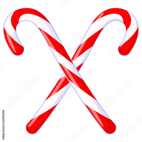 Colorful cartoon crossed candy cane