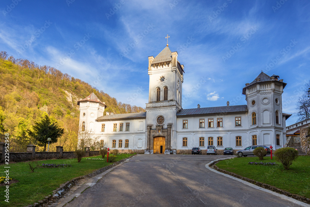 Tismana Monastery, Romania. Tismana Monastery is one of the oldest monastic settlements in Wallachia, Romania from 14th century. It was built by Saint Nicodim