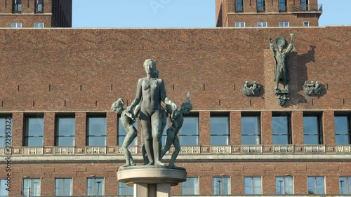 Shot of the City Hall (Rådhuset) in Oslo, Norway, close