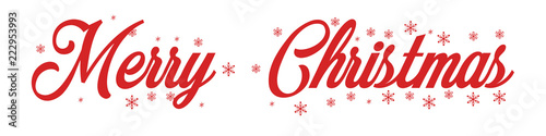 Merry Christmas red hand lettering inscription to winter holiday design