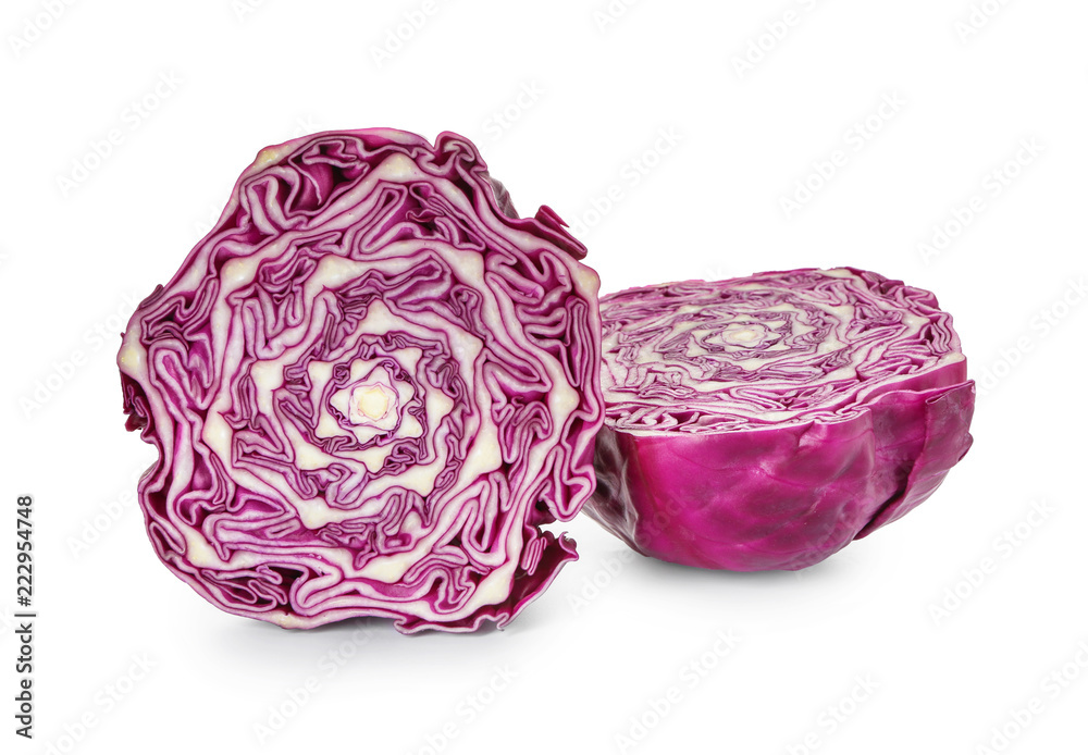 Cut red cabbage on white background Cut red cabbage on white background
