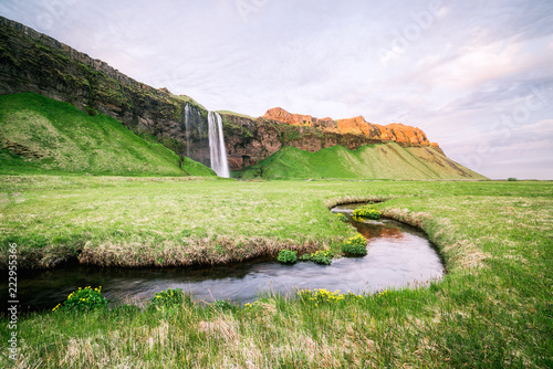 Seljalandsfoss waterfall on river Seljalandsa, Iceland