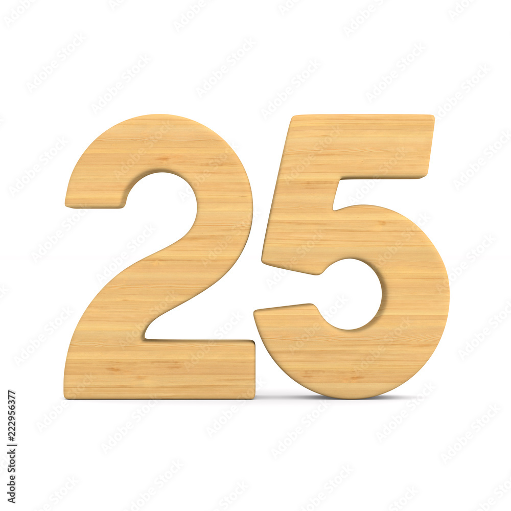 Number twenty five on white background. Isolated 3D illustration Number twenty five on white background. Isolated 3D illustration