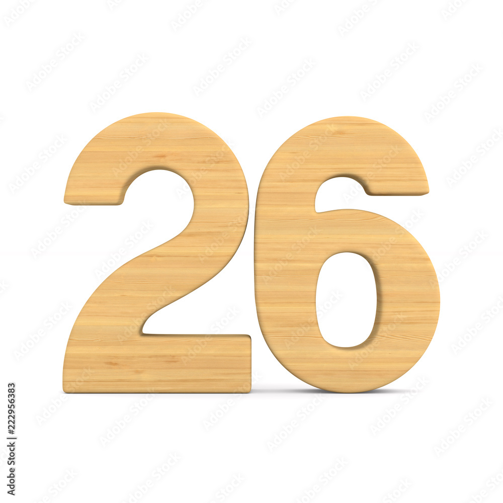 Number twenty six on white background. Isolated 3D illustration Number twenty six on white background. Isolated 3D illustration
