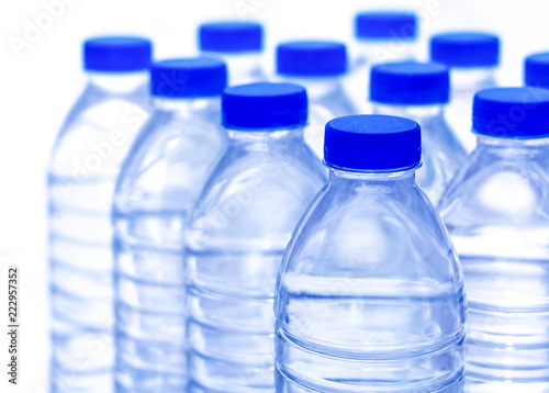 Plastic water bottles are a bright and clear.
