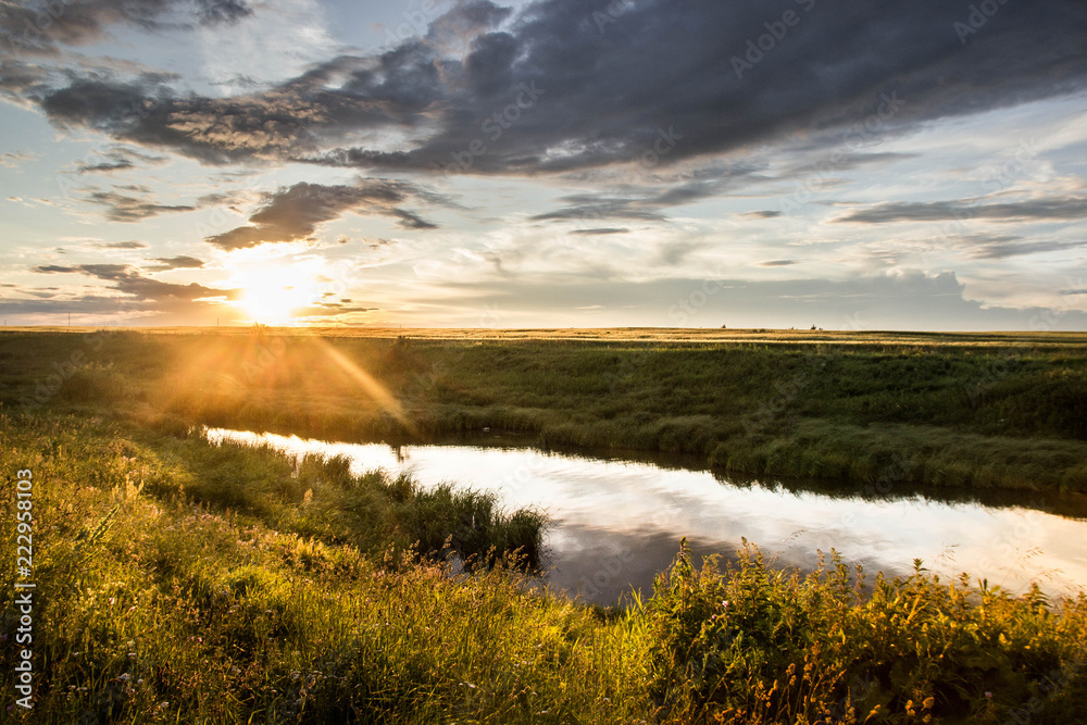 Sunset by the pond