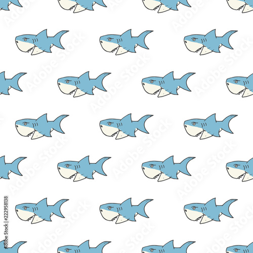 Shark seamless pattern  Hand drawn sketched doodle shark  vector illustration