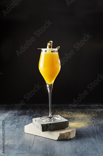 Macro Photo of Classic Bellini Cocktail photo