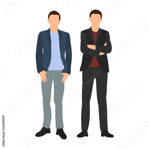  silhouette man in jacket, flat style