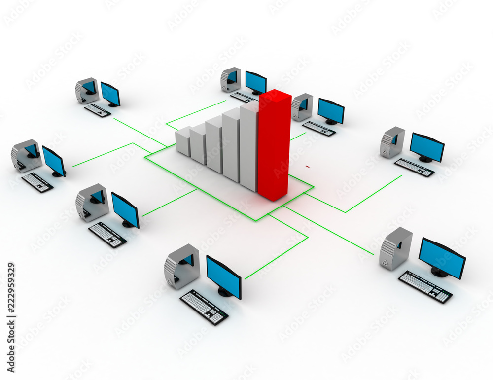 internet business  concept.desktop connected to the business graph