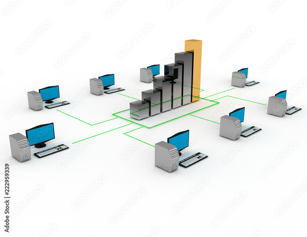internet business concept.desktop connected to the business graph internet business concept.desktop connected to the business graph