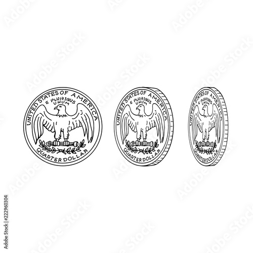 United States Quarter Dollar Reverse Drawing