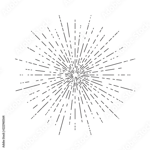 Retro sun bursts, Vintage radiant sun rays shape for logo, labels or emblems and typography decoration template vector Illustration isolated on white background.