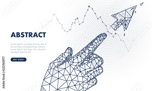 Touch the future arows analytics. Innovations robot systems hand and protection  technologies in innovations systems. lock computers construction of analytical graphics. Future style.
