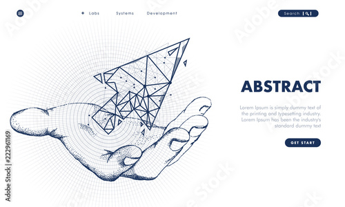 Touch the future arows analytics. Innovations robot systems hand and protection  technologies in innovations systems. lock computers construction of analytical graphics. Future style.