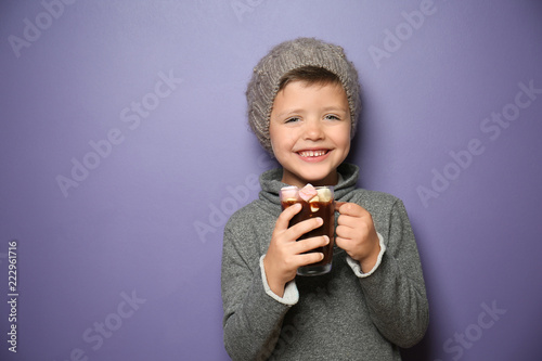 Cute little boy in warm clo...