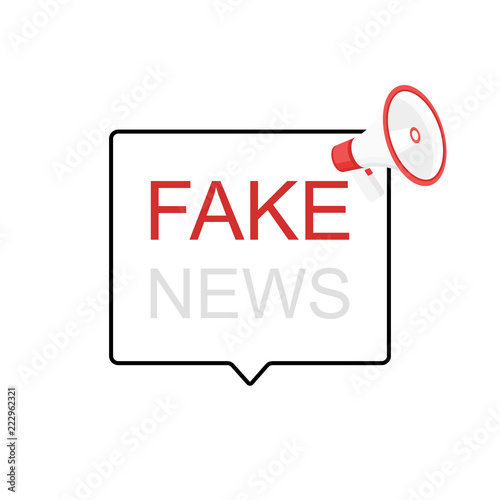 Fake News megaphone label. Loudspeaker. Vector illustration