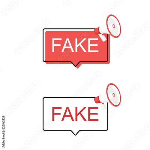 Banner set. Fake News megaphone label. Loudspeaker. Vector illustration