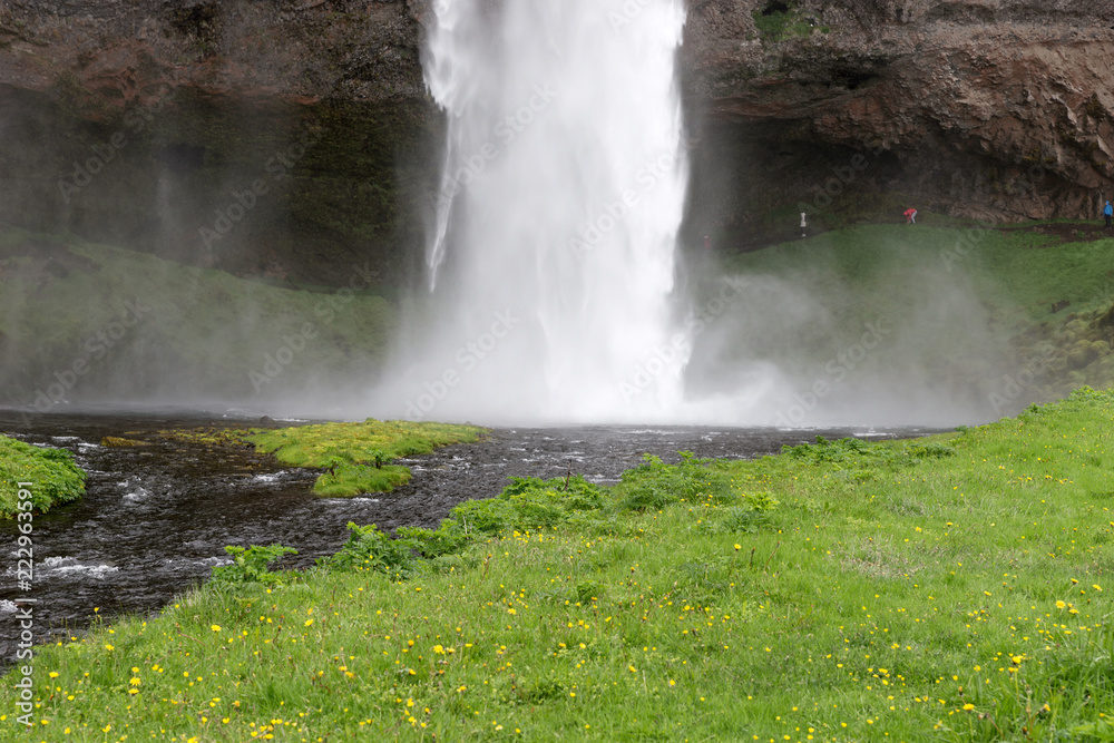Seljalandsfoss waterfall. Amazing Tourist attraction of Iceland Seljalandsfoss waterfall. Amazing Tourist attraction of Iceland