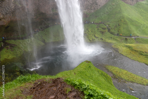 Seljalandsfoss waterfall. Amazing Tourist attraction of Iceland