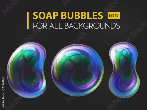 3d realistic soap or water bubbles
