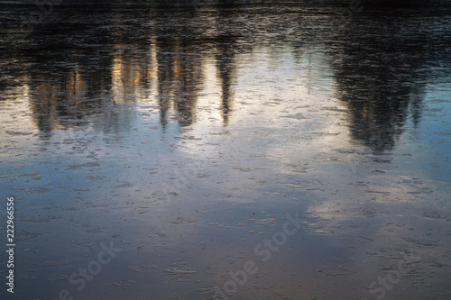 abstract reflection on the ice surface