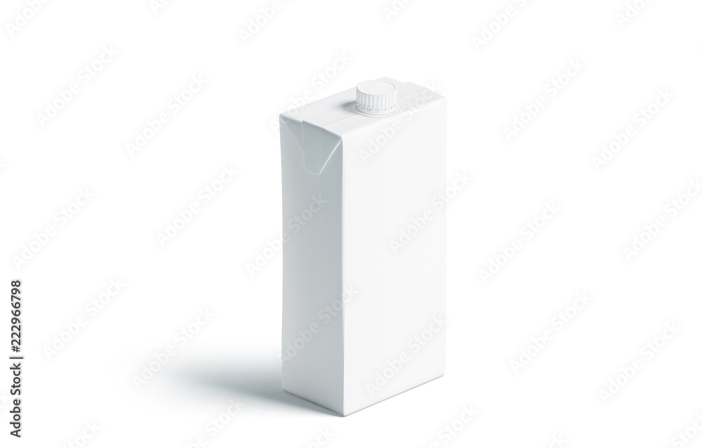 Blank white juice pack with lid mockup, stand isolated, 3d rendering. Empty carton container for beverage mock up. Clear drink package template. Milk box with cap. Blank white juice pack with lid mockup, stand isolated, 3d rendering. Empty carton container for beverage mock up. Clear drink package template. Milk box with cap.