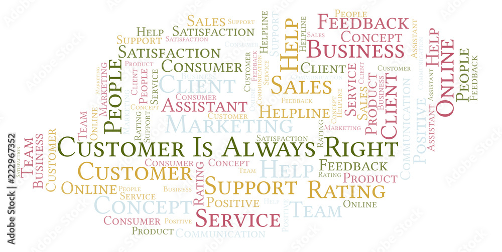 Customer Is Always Right word cloud. Customer Is Always Right word cloud.