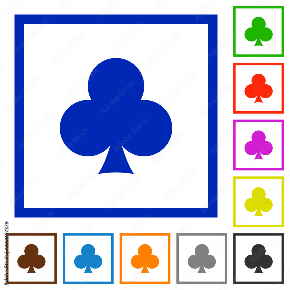 Club card symbol flat framed icons Club card symbol flat framed icons