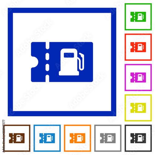 Fueling discount coupon flat framed icons