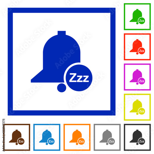 Reminder snooze flat framed icons
