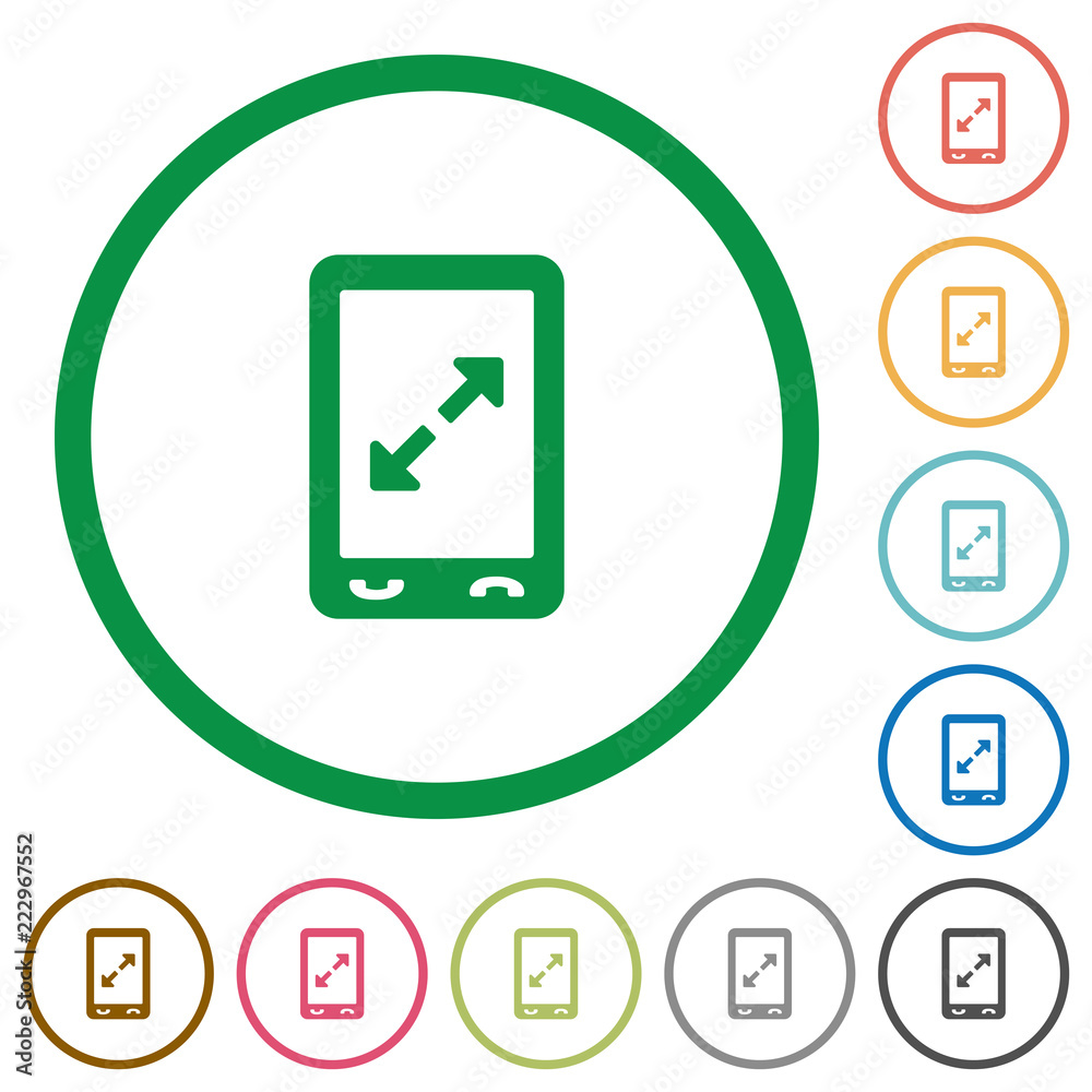 Mobile pinch open gesture flat icons with outlines Mobile pinch open gesture flat icons with outlines