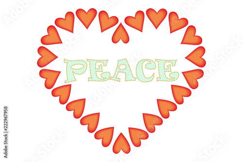 Corazón formado por corazones de la paz. 